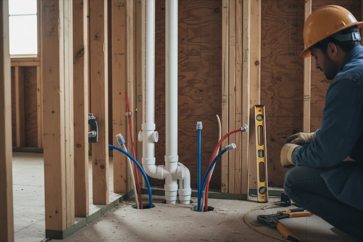 Drain and supply rough-in during Leak Detection in Joint Base Mdl