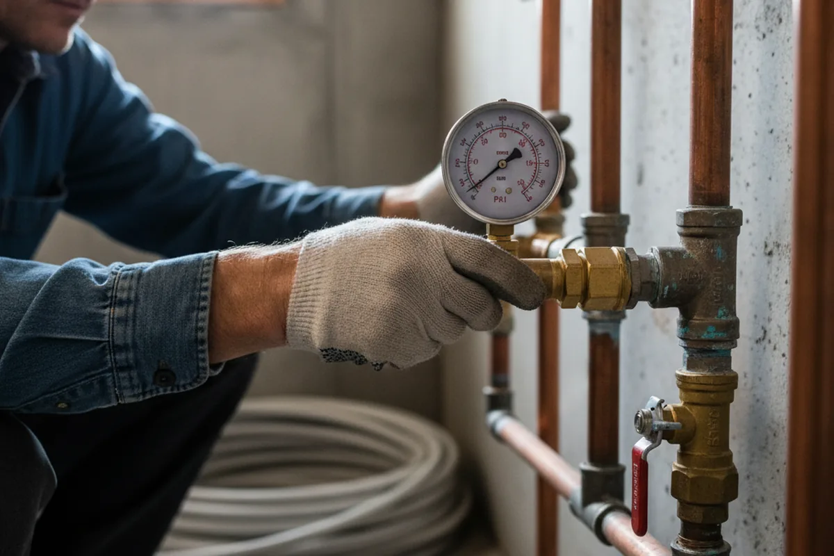 Pressure testing a repaired line during Water Line Repair in Joint Base Mdl